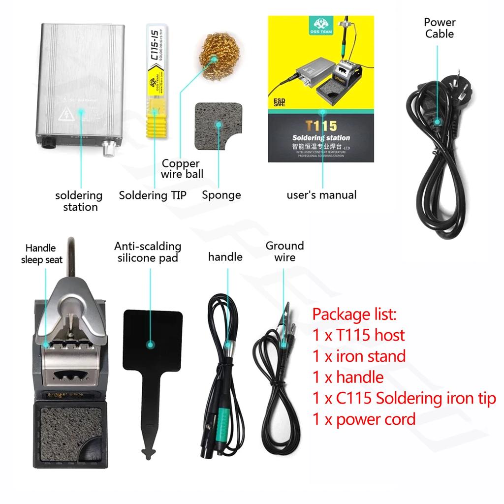 OSS T115 T210 T245 Soldering Station Professional Soldering Iron Tips Stand for Cell Phone Repair Welding Mechanic Tools Kit Set