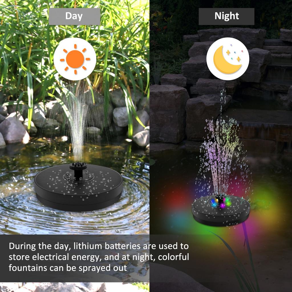 Color LED Solar Fountain Pump Bird Bath Pool Pond Garden Outdoor With 7 Nozzles 3W Solar Waterfall Water Powered Fountain
