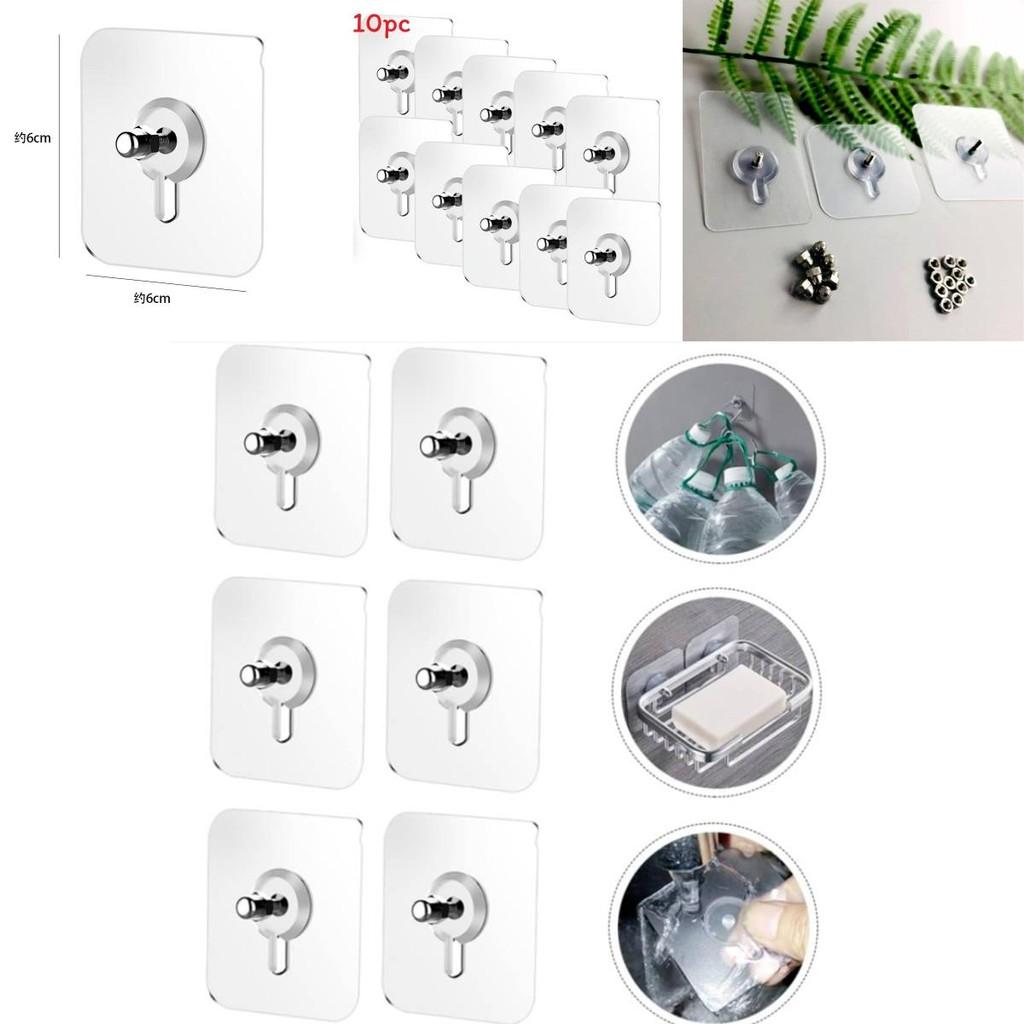 Non Drill Adhesive Hook Stainless Steel Transparent Wall Mount For Home Organization
