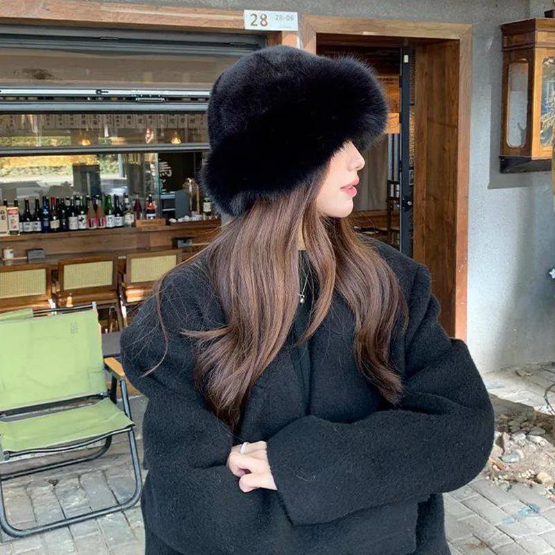 Women Autumn Winter Faux Fur Hat Sweet And Lovely Warm Hats Girls Outdoor Quality Faux Mink Fur Caps