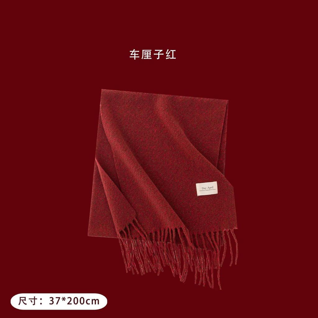 Cashmere feel autumn and winter new year plaid scarf Korean atmosphere women's imitation cashmere ankela red scarf shawl