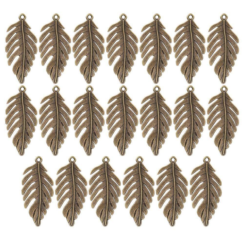 20pcs Bronze Bronze Leaf Jewelry Accessories Alloy Antique Leaf Charms 21*46MM Hollow Leaf Metal Bracelets DIY