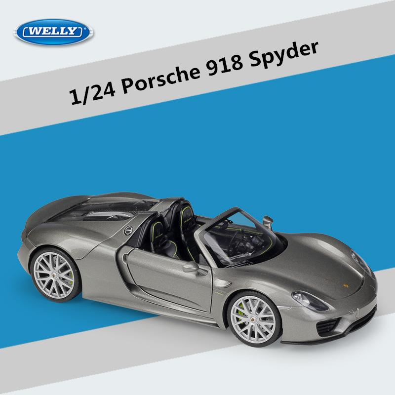 WELLY 1:24 Porsche 918 Spyder Alloy Sports Car Model Diecasts Metal Toy Vehicles Car Model Simulation Collection Childrens Gifts