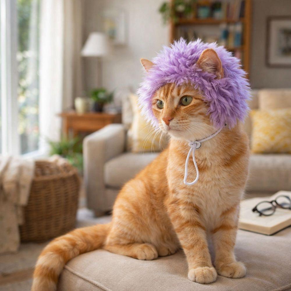Polyester Pet Cat Wigs Cartoon Dog Hairpiece Party Dress-Up Dog Cosplay Hat  Photo Props