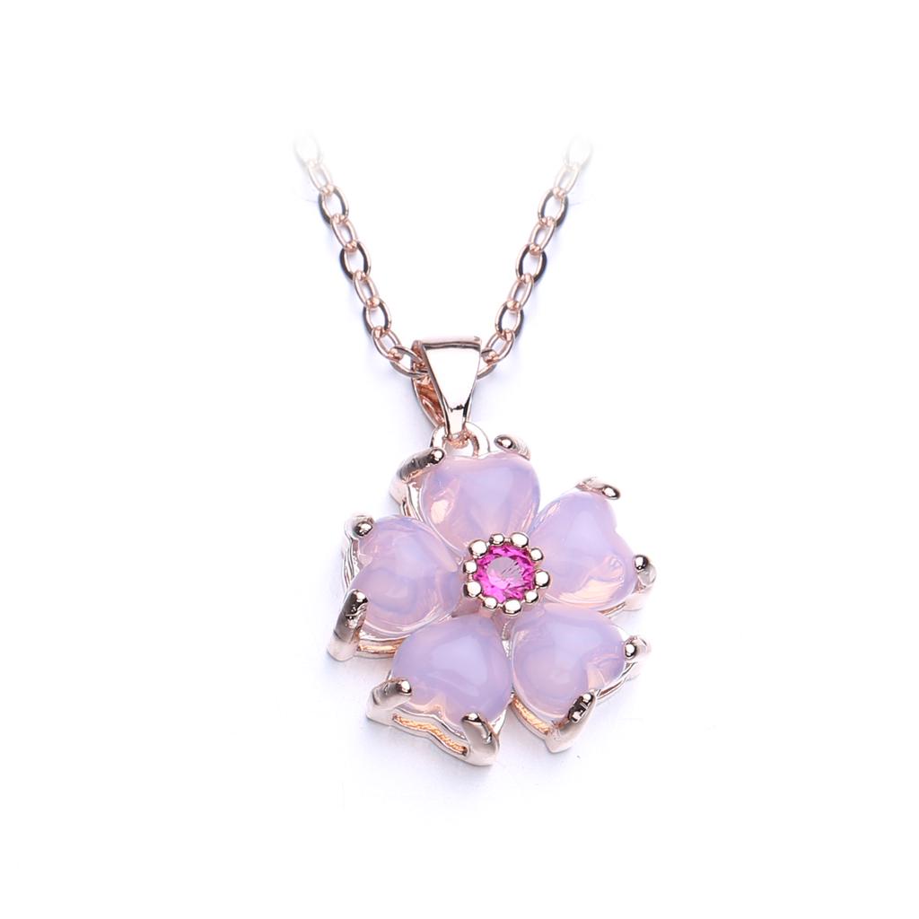 LSOOYH Fiore rosa amore collana di cristallo fiore per donne ragazza gioielli idea regali