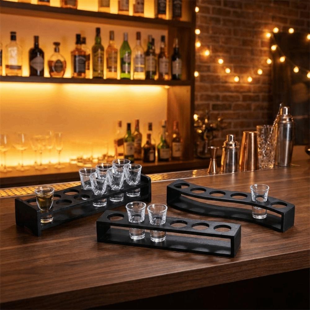 Platzsparendes Shotglas-Halter-Rundloch-Weinbecher-Regal Bambus-Shotglas-Tablett Küche