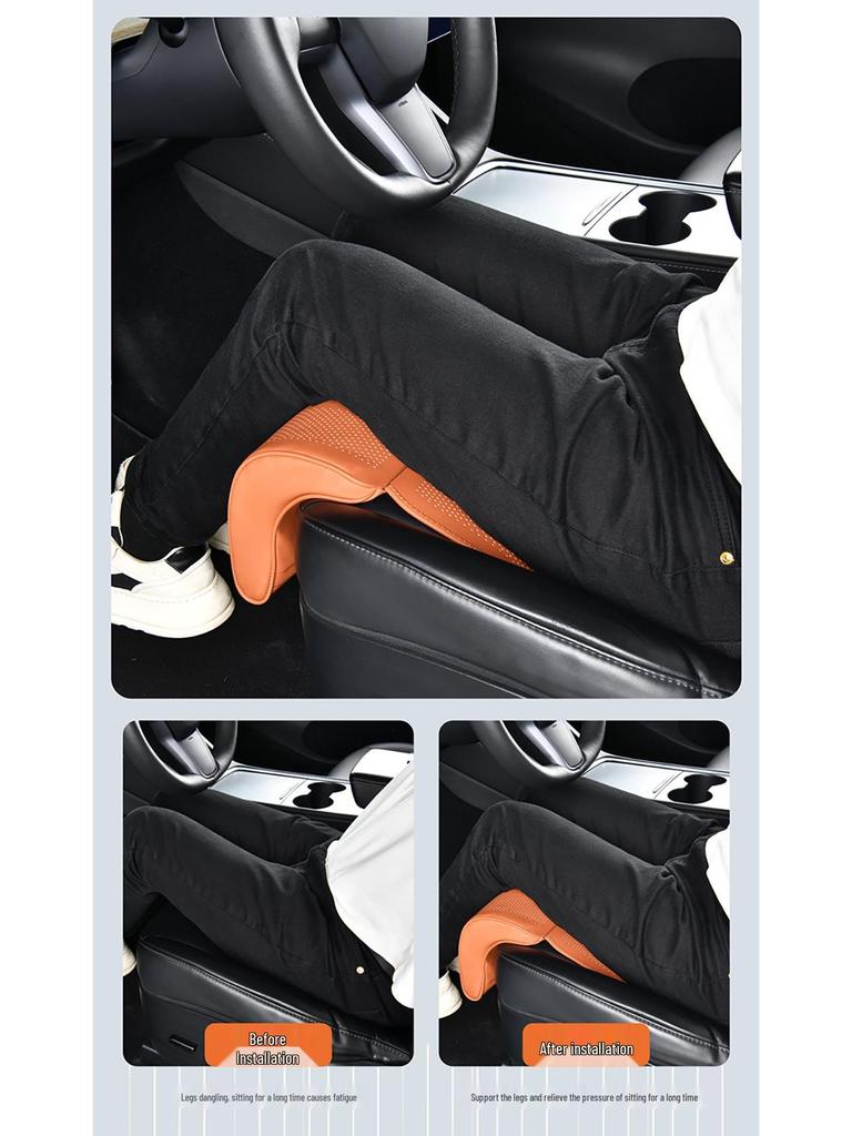 Universales Leder-Autositzkissen mit Beinstütze – Perforiert, Atmungsaktiv, Ganzjahresdesign