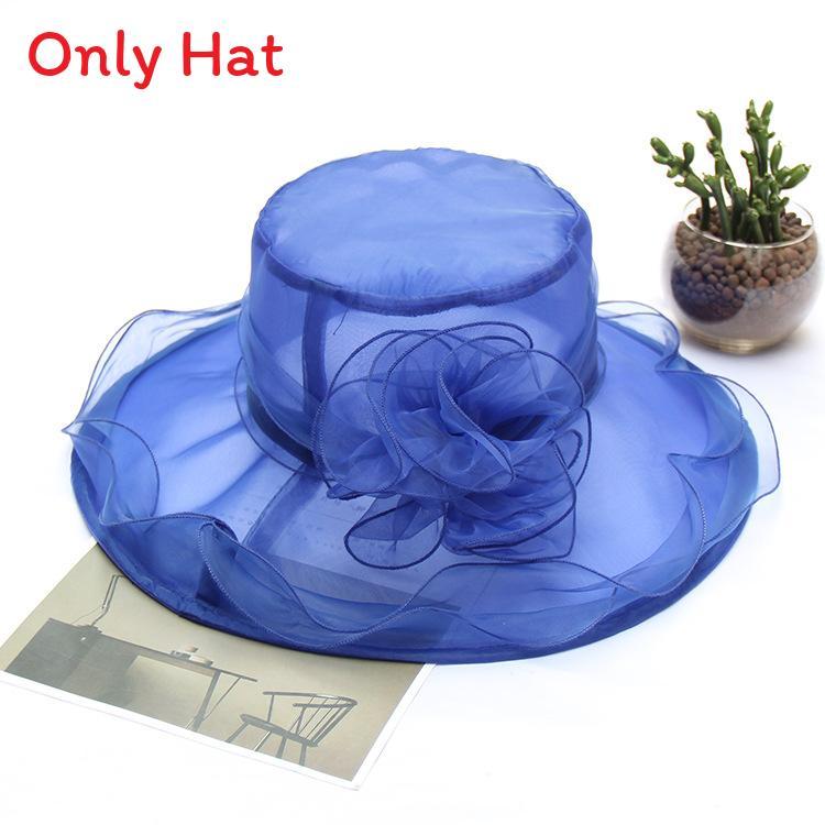 Summer Sun Hat For Women With Large Brim And Flower Decor Made From Eukran Organza
