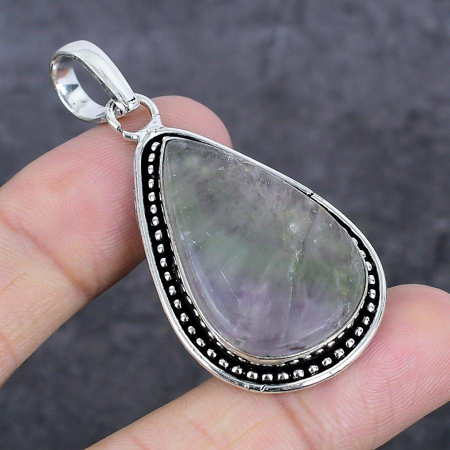Fluorit Handgefertigt 925 Sterlingsilber Schmuck Anhänger 2,29" K7B91