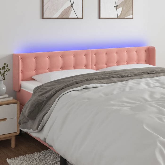 VidaXL Tête de Lit à LED Meuble de Chambre à Coucher Accessoire de Lit Double Tête de Cadre de Lit Intérieur Rose 3123735
