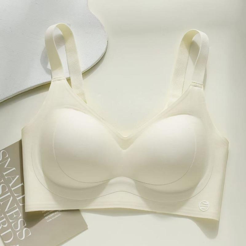 Red Seamless Wireless Bra with Wide Straps and Supportive Design