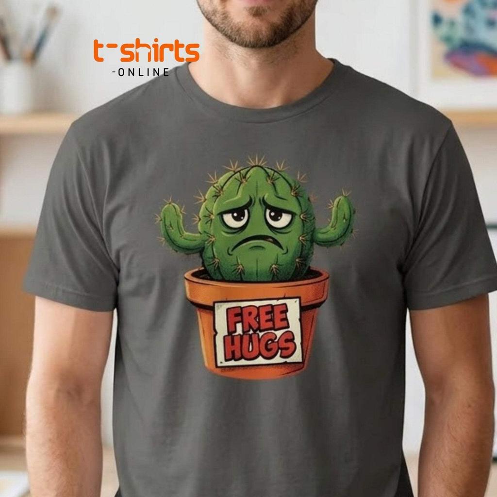 Grumpy Cactus Free Hugs T-Shirt - Funny Sarcastic Tee