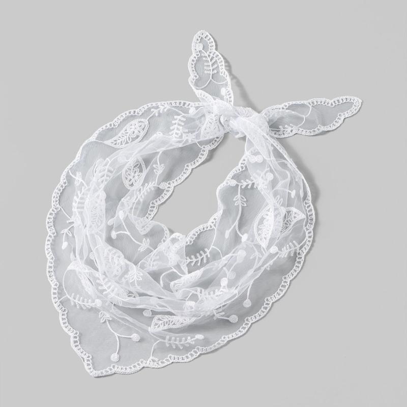 Multifunctional Lace Scarf Headwear Or Wrist Decors For Ladies Soft Polyester Headscarf Elegant Hair Accessory