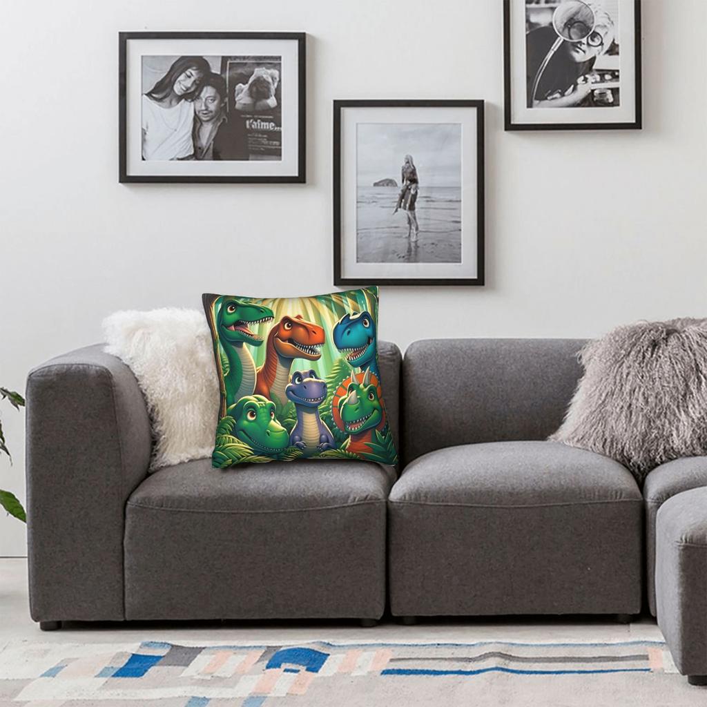 Colorful Smiling Cartoon Dinosaur Pillow Case Kawaii Pillow Cover Design Pillowcases For Couch Sofa Bedroom