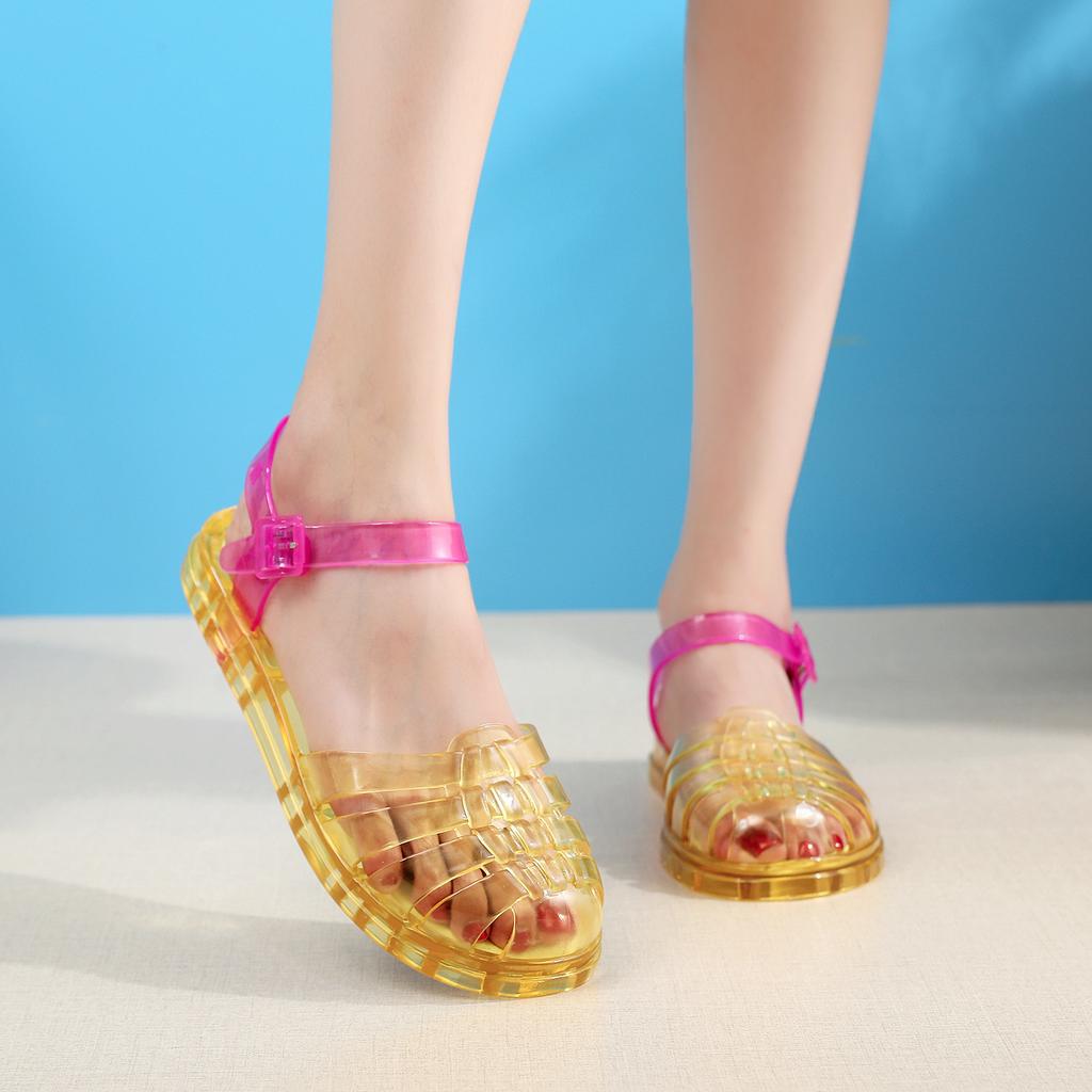 Fashion Women Platform Sandals Transparent Color Summer Jelly Shoes Soft PVC Close Toe Thick Sole Female Beach Leisure Sandalias