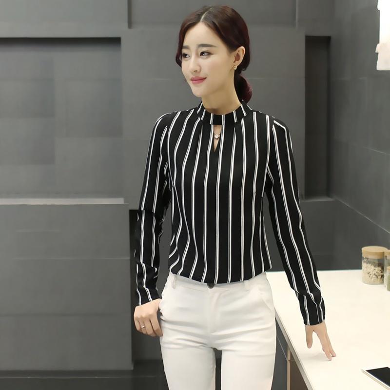 Elegant Women Long Sleeve O-neck Stripe Blouse With Premium Quality Fabric And Timeless Design