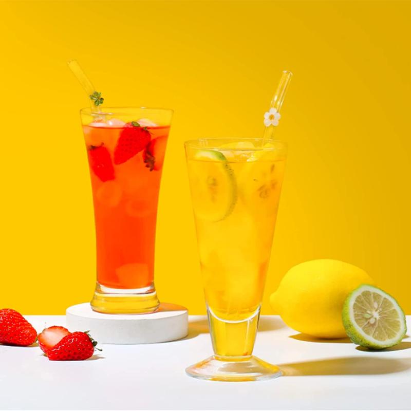 Creative Glass Straws Set Reusable Bar Tool For Smoothies Cocktails Drinking