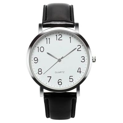 Vintage Quarz Herrenuhr Uhren Schlichte Business Analoge Legierung Arabische Ziffer Band Minimales Rundes Zifferblatt Klassisches Schwarzes Lederarmband
