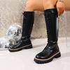 Autumn Winter Large Size Women's Shoes Elegant Temperament Height Increase Long Boots Lace Up Fashion Non Slip Knight Boots