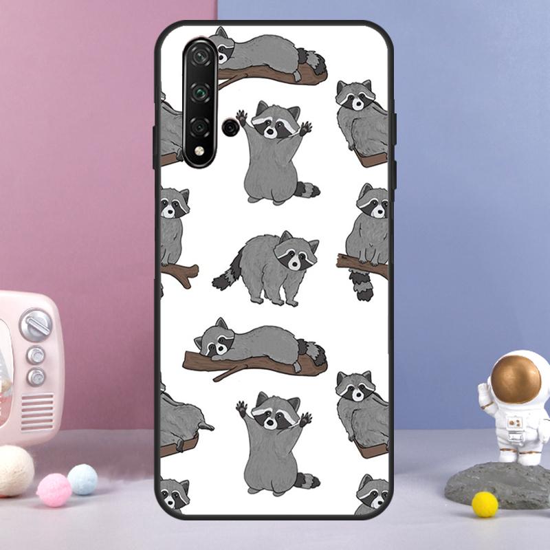 Cartoon Raccoon Kawaii For Huawei Nova Y60 Y61 Y70 Y72 Y73 Y90 Y91 9 10 SE 7i 8i 11i 12i P30 P40 Lite P60 Pro Case