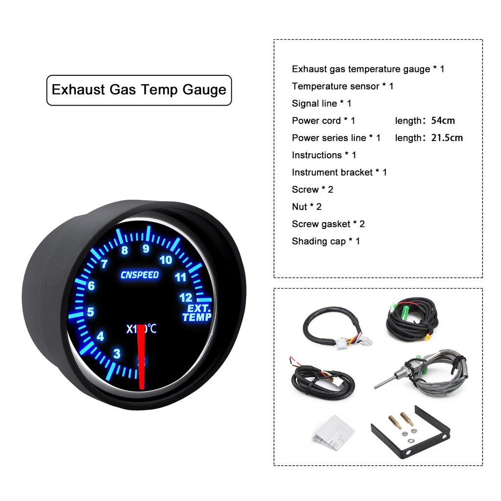 Universal 2" 52mm 10 Color Turbo Boost Gauge LED 12V Racing RPM Tachometer Water Oil Temperature Meter Red Pointer With Sensor