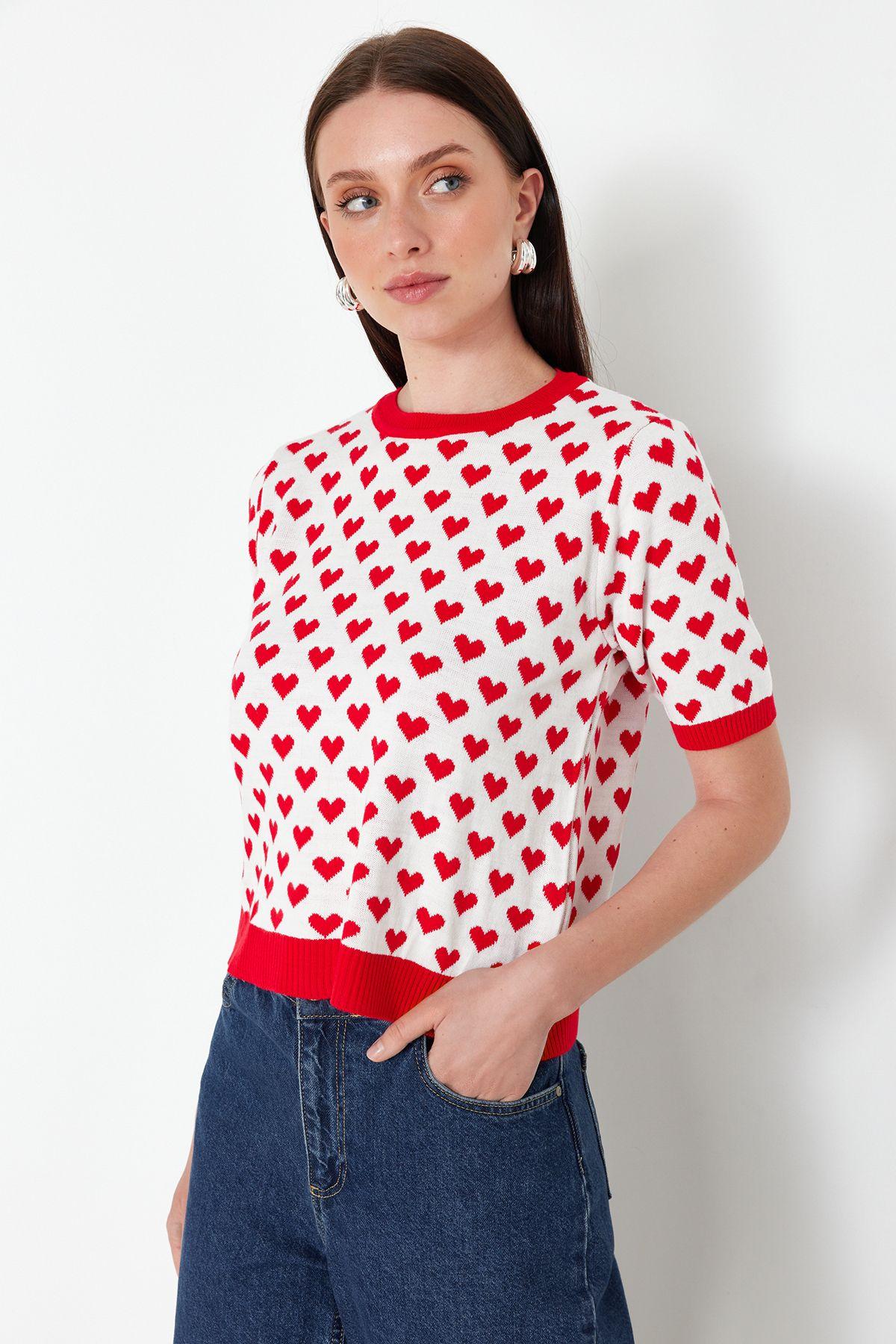 

Women s Elegance Style Sweater Red Crew Neck Knitwear Sweater L