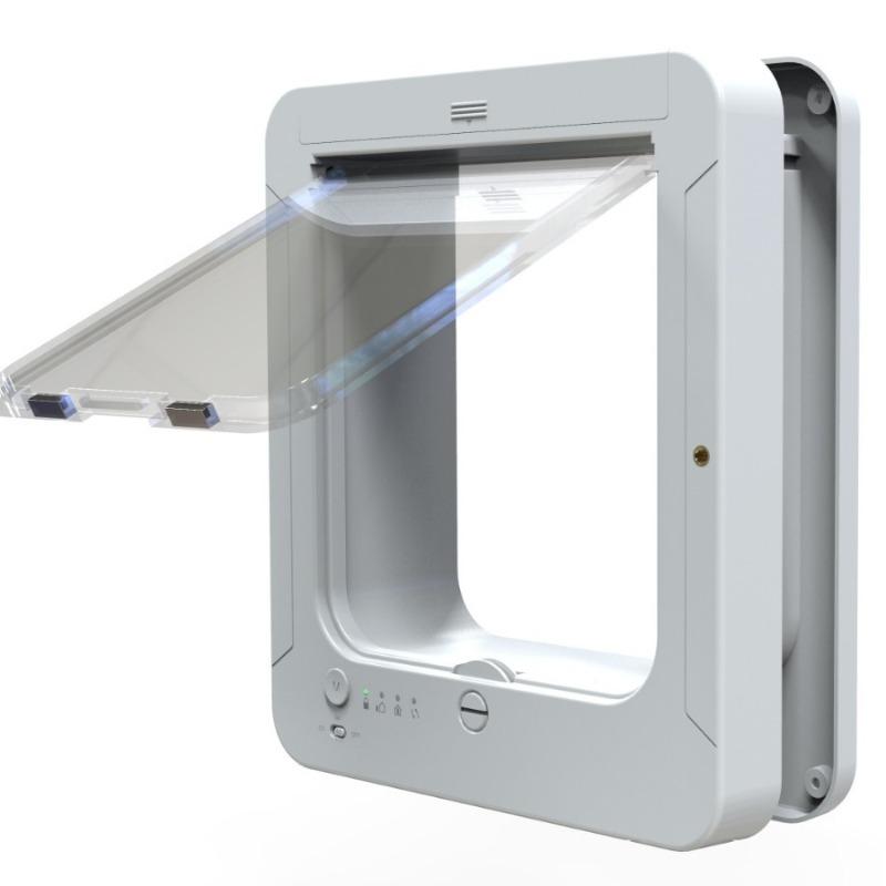 RFID Sensing Smart Cat Door Flap Control Direction Entry Exit Cat Door Intelligent Recognition Cats Hole Electronic Automatic белый