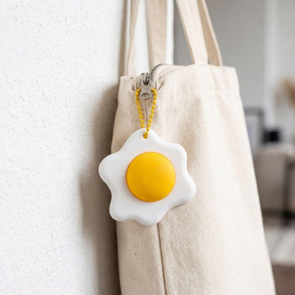 Boys Girls Simulation Fried Egg Pendant Sensory Bag Pendant Fidget Keychain 3D Printed Funny Finger Button Pendant ADHD Anxiety