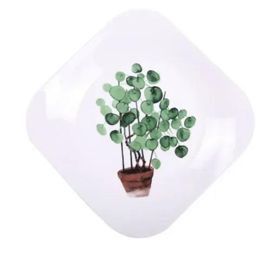 8 Inch Green Plants Ceramic Plates Dinner Porcelain Dessert Plate Beef Dish Fruit Plate Cake Tray Food Ceramic Tableware 1pc