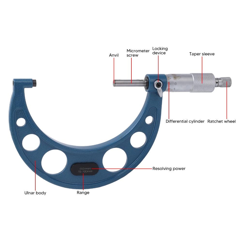 Carbon Steel Outside Micrometer 0.01mm Accuracy Precision Micrometer  For Machining