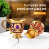 Klassisches Elegantes Weinglas, Emaille-Rosenkelch für Hochzeit, Party & Hausbar, Weinbecher mit Vintage-Rosenmuster, Gold-/Silberbeschichteter Kürbiskelch