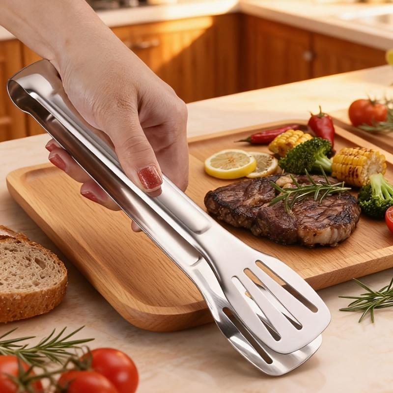 Stainless Steel Clamps 7-Inch Self-Serve Tongs Suitable For Buffet, Salad, Appetizer, Grill Tongs, Cooking Steak, Bread And Cake Set