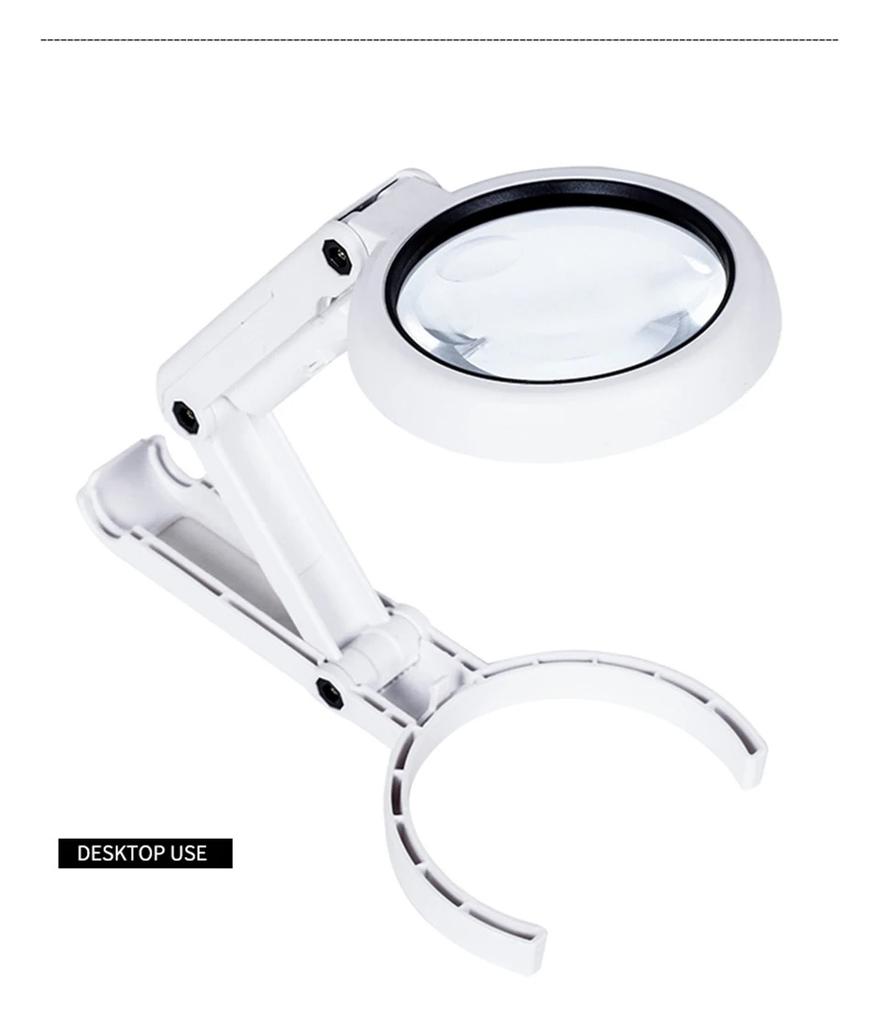 Portable Foldable Desktop Magnifying Glass with LED Lights Handheld for Repair Tool and Newspaper Reading