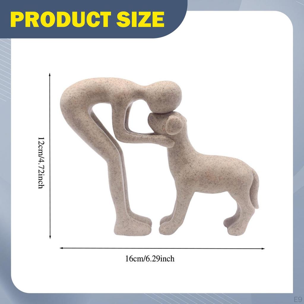Human And Dog Figure, Resin Sculpture, Unique Gift for , Ornament, Statue Office, Party,