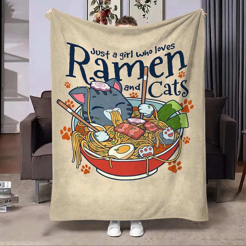 8 Sizes Anime Ramen Printed Blanket Warm Soft and Comfortable Home Travel Blanket Sofa Bedding Cover Blanket Kids Gamer Gift