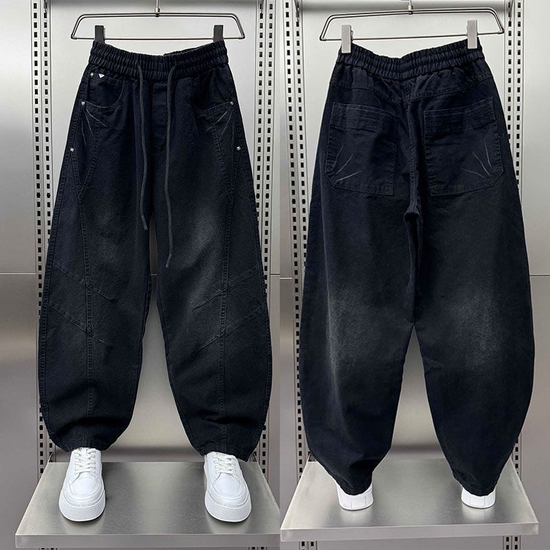 JYL Мужские джинсы Американский уличный стиль Вываренные Новые Весенние Прямые Свободные Уличные Джинсовые брюки XL амарантовый