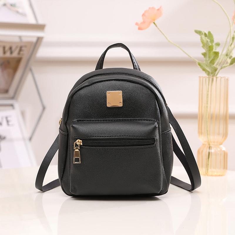 

Женский мини-рюкзак в корейском стиле, маленький рюкзак из искусственной кожи без спинки, многофункциональный маленький школьный рюкзак для девочек чёрный