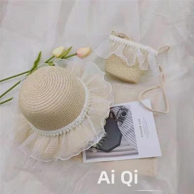 Stroh-Sonnenhut- und Taschenset für Kinder im Frühling und Sommer – das perfekte Geschenk für Mädchen zum Spielen und für den Strand