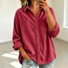 Damen Casual Cord-Strickjacke Jacke Langarm Top für Herbst Winter Alltagskleidung