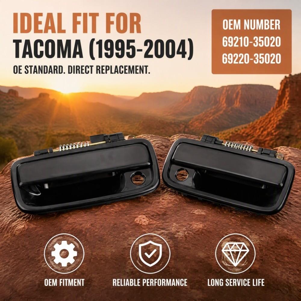 2PCS Black Outer Door Handle ABS Door Pull Handle for TACOMA (1995-2004) Vehicle Body Refit