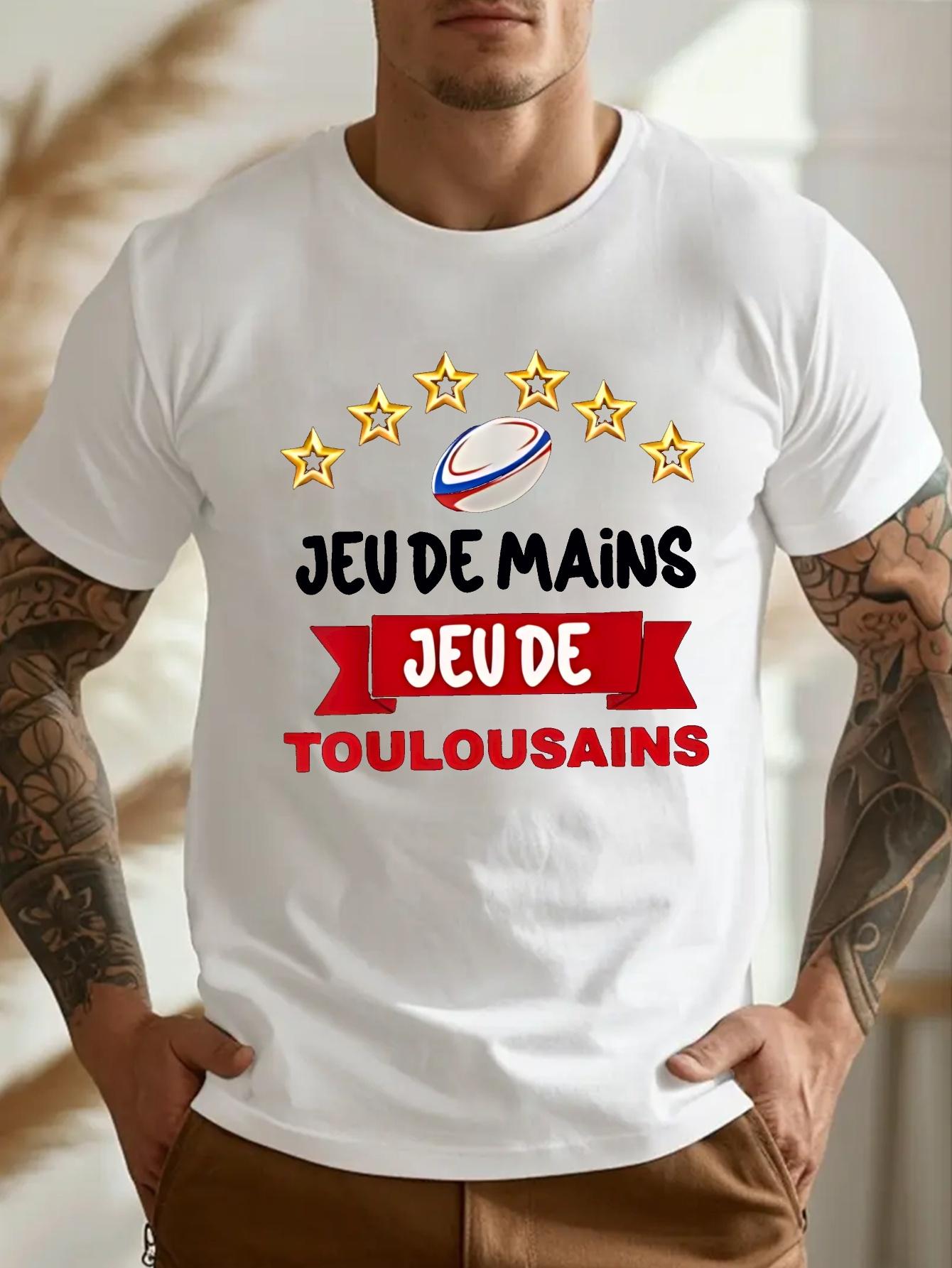 

Fun French Pleated Plus Size Men s T-shirt Suitable for Daily Wear with Printed Pattern Top - Men s Summer Cotton Graphic Tee S разноцветный