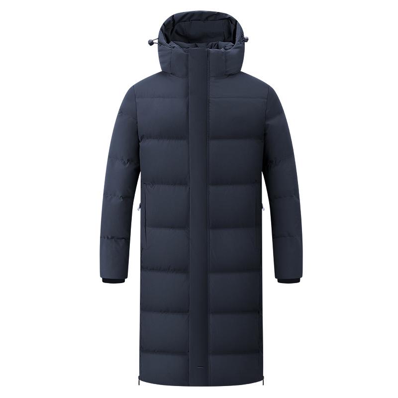 National Standard Long Down Jacket - Unisex Winter Training Coat for Students  Fans 6XL темно-синий однотонный