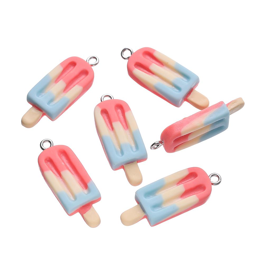 10 piezas 12x32mm Encantos Colgantes de Resina con Forma de Paleta de Helado Coloridos y Lindos para Collares Pulseras Colgantes Accesorios para la Fabricación de Joyería DIY