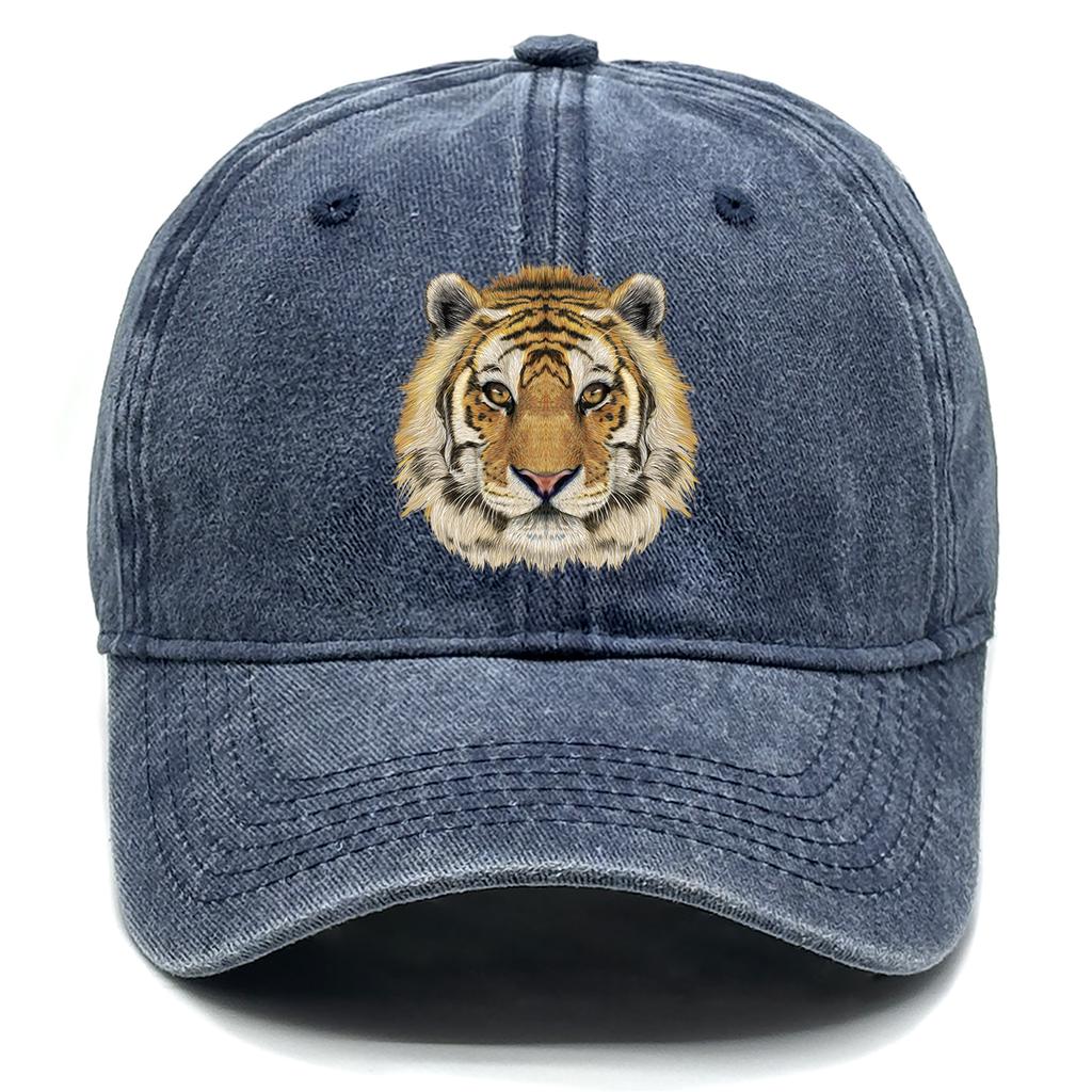 Tiger Head Print Adjustable Caps HD Animal Heads Man's Cap Casual Vintage-Inspired Snapback Baseball Hat One Size Fits All