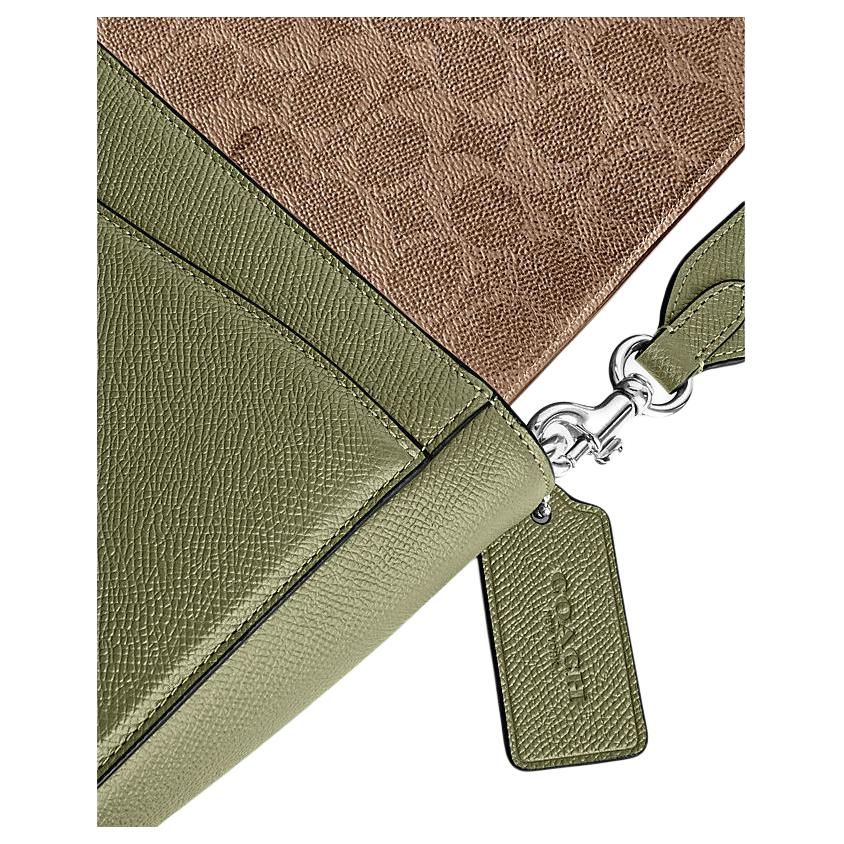 Coach 26 Solid Color Letter Logo Leather And PVC Messenger Bag Men Messenger Bag Moss-Green CJ843-MOS