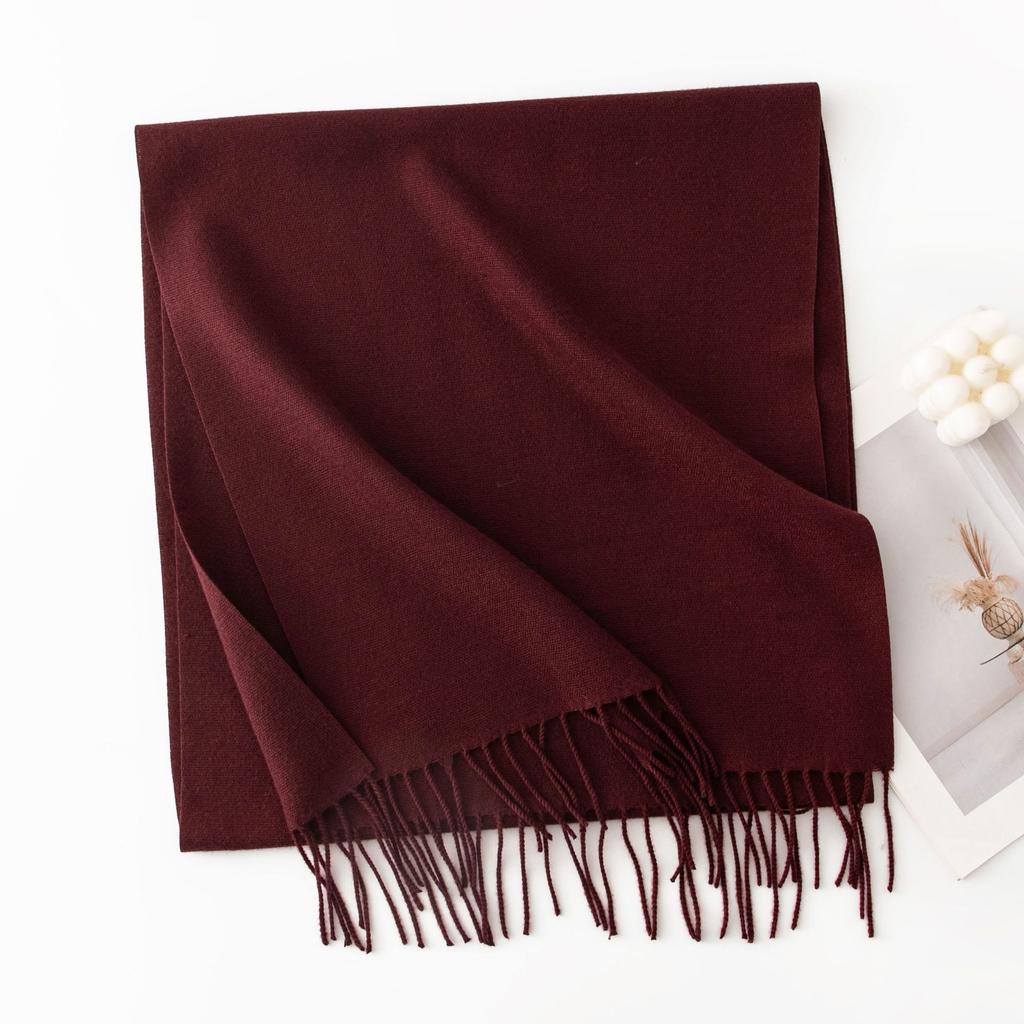 New solid color Maillard imitation cashmere scarf women's autumn and winter high-end warm shawl simple scarf