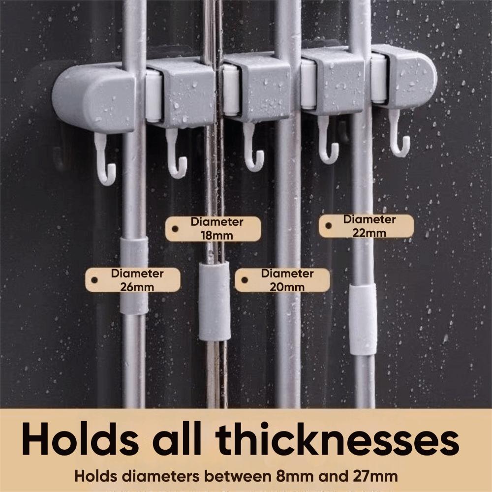 No Drill Adhesive Wall Mount Organizer Multi Hook Cleaning Tool Rack New Broom Hanger  Laundry Room