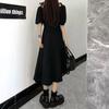 Black long dress women's summer new belly covering irregular knee thin suspender dress