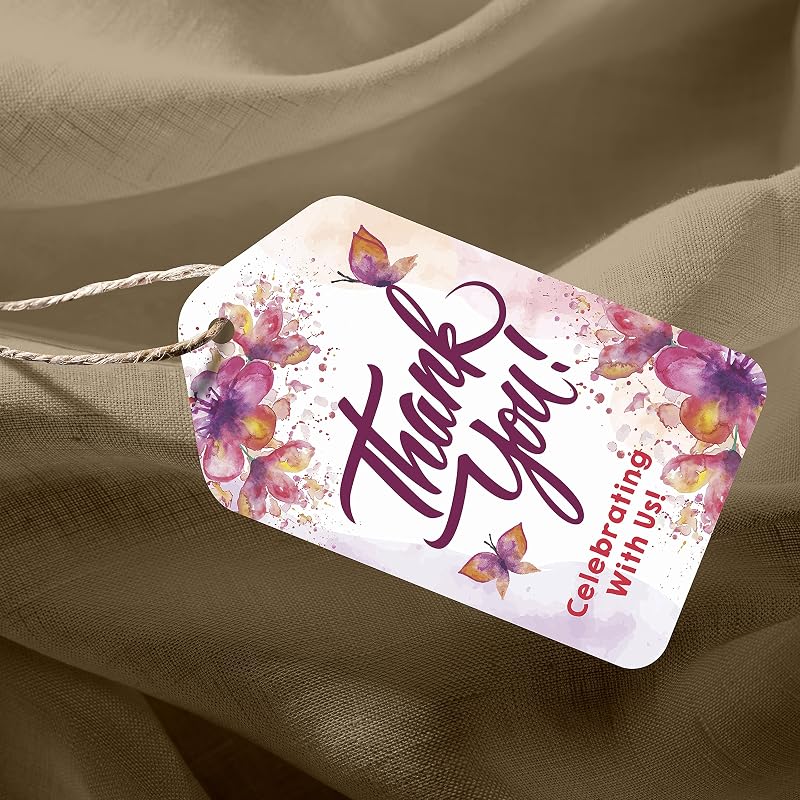 Clickedin Thank You Tags (Set of 100 Tags) for Return Gifts Packaging for Gift Bags, Birthday Etc