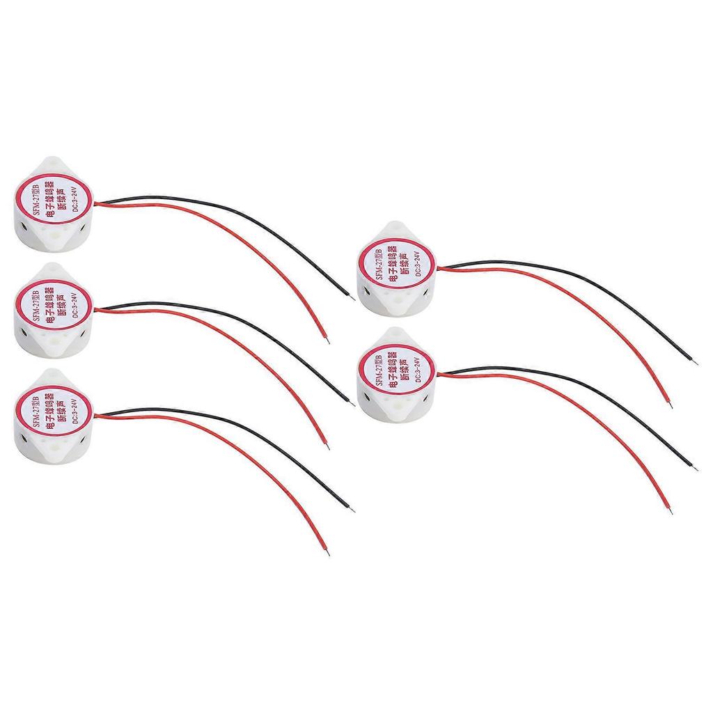 5Pcs Buzzer Alarm Electric Piezo Beep Active 80dB ABS High Sensitivity Set Kit SFM‑27BWhite